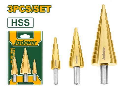 Сверло ступенчатое Jadever в наборе 3в1  (1x40)  |*