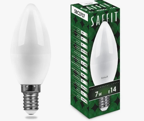 Лампа светодиодная SAFFIT (свеча) 13Вт Е14 6400К С37  |*