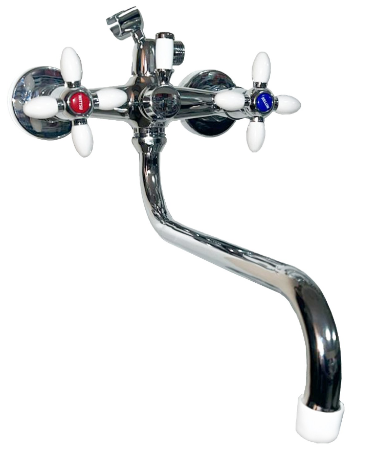 Смеситель для ванны белый с 2-мя рукоят. "MITTSU" M2050W (1х12)  |+