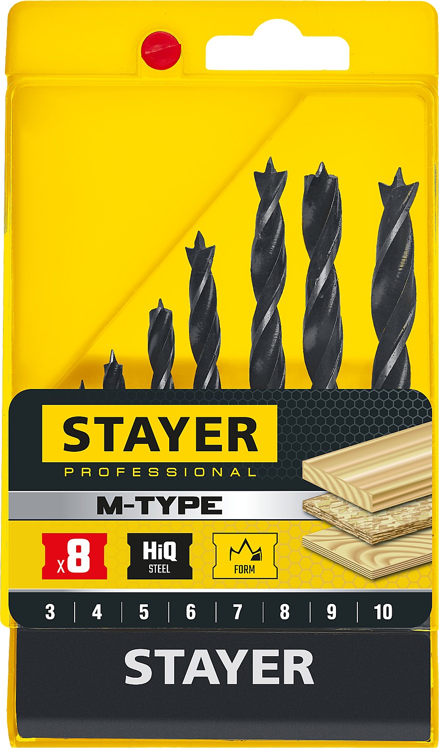 Набор сверл по дереву STAYER 8шт"M-type"3,4,5,6,7,8,9,10мм   |*