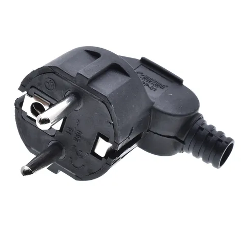 Вилка евро Угловая Черная   |+