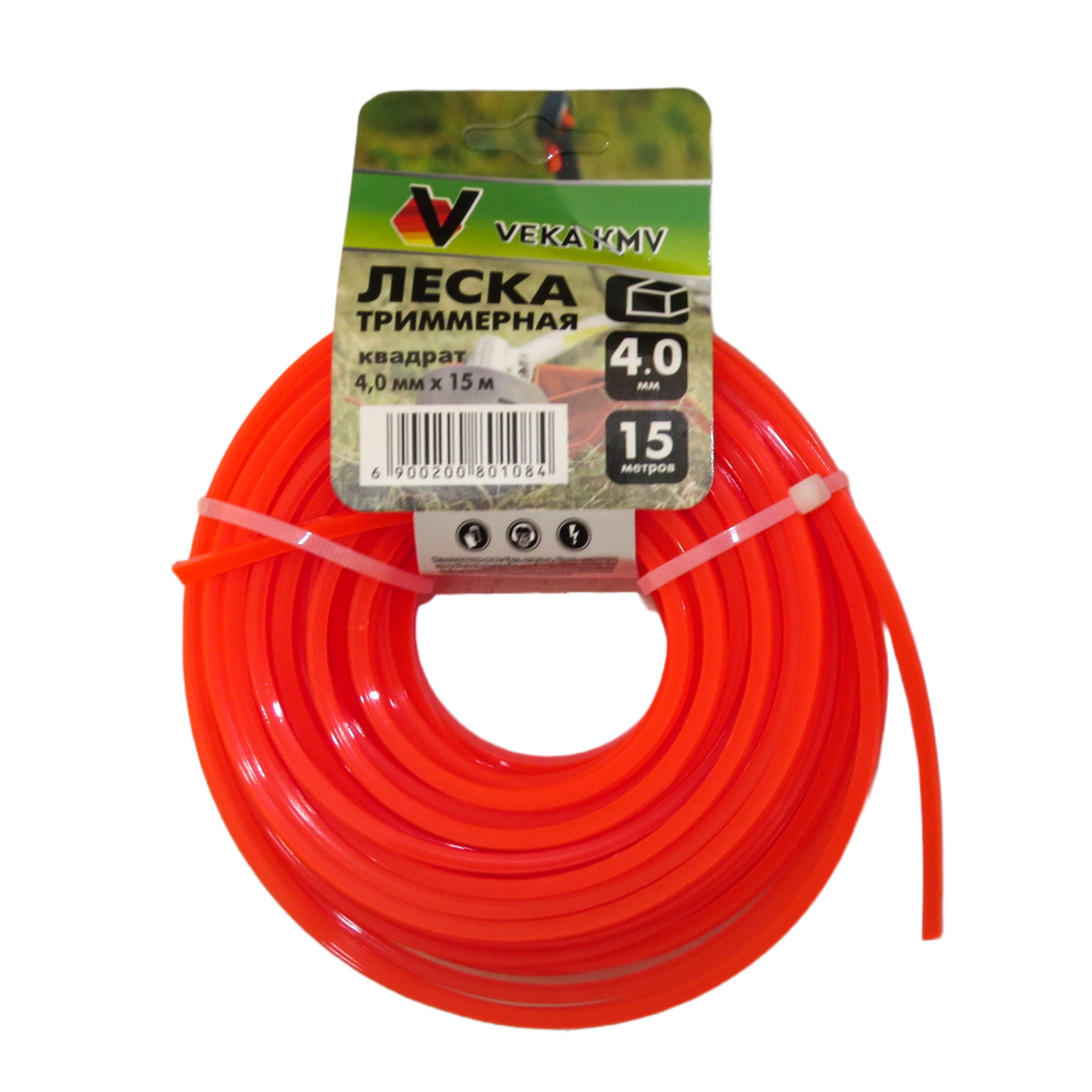 Леска для трим. VEKA Квадрат 4мм*15м  (1х25)(1х100)  /+