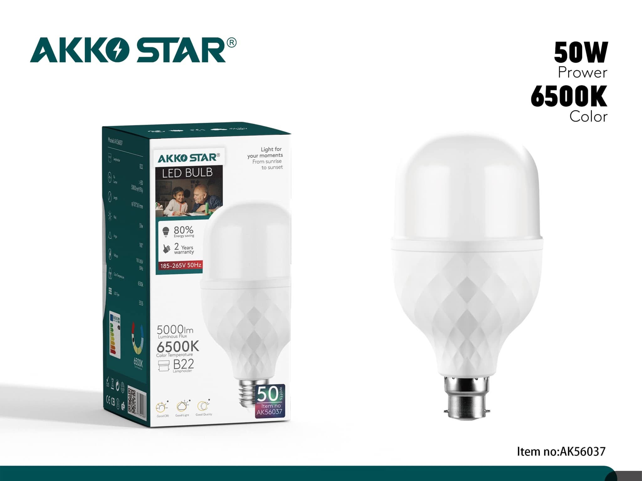 Лампа светодиодная AKKO STAR LED BULB 50W E27 6500K 1x30 |*