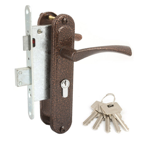 Замок врезной цилиндровый с защелкой (Оранжевая коробка)  |1