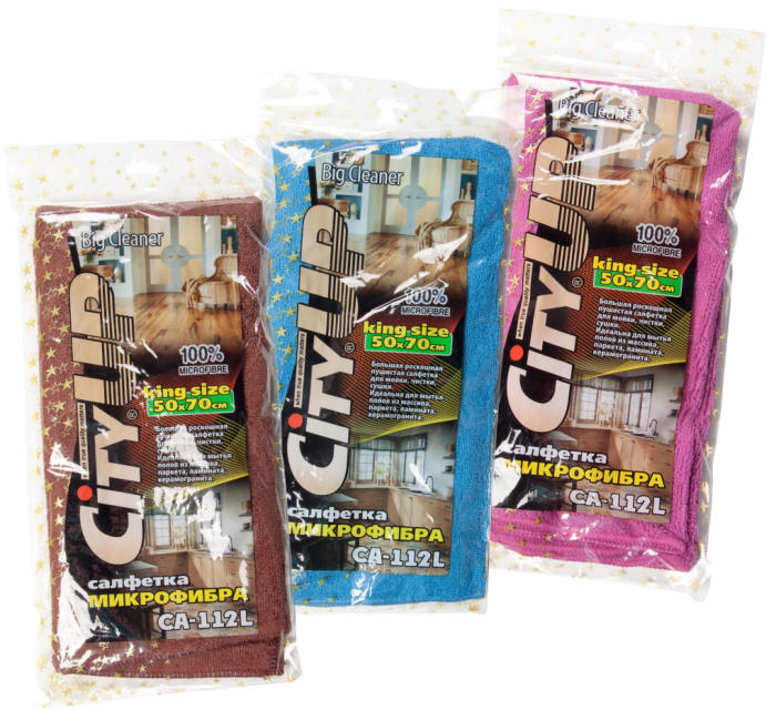 Тряпка салфетка микрофибра CityUP 60x60см CA-110XL 1х10 (1х480) VMF-862-9  |*