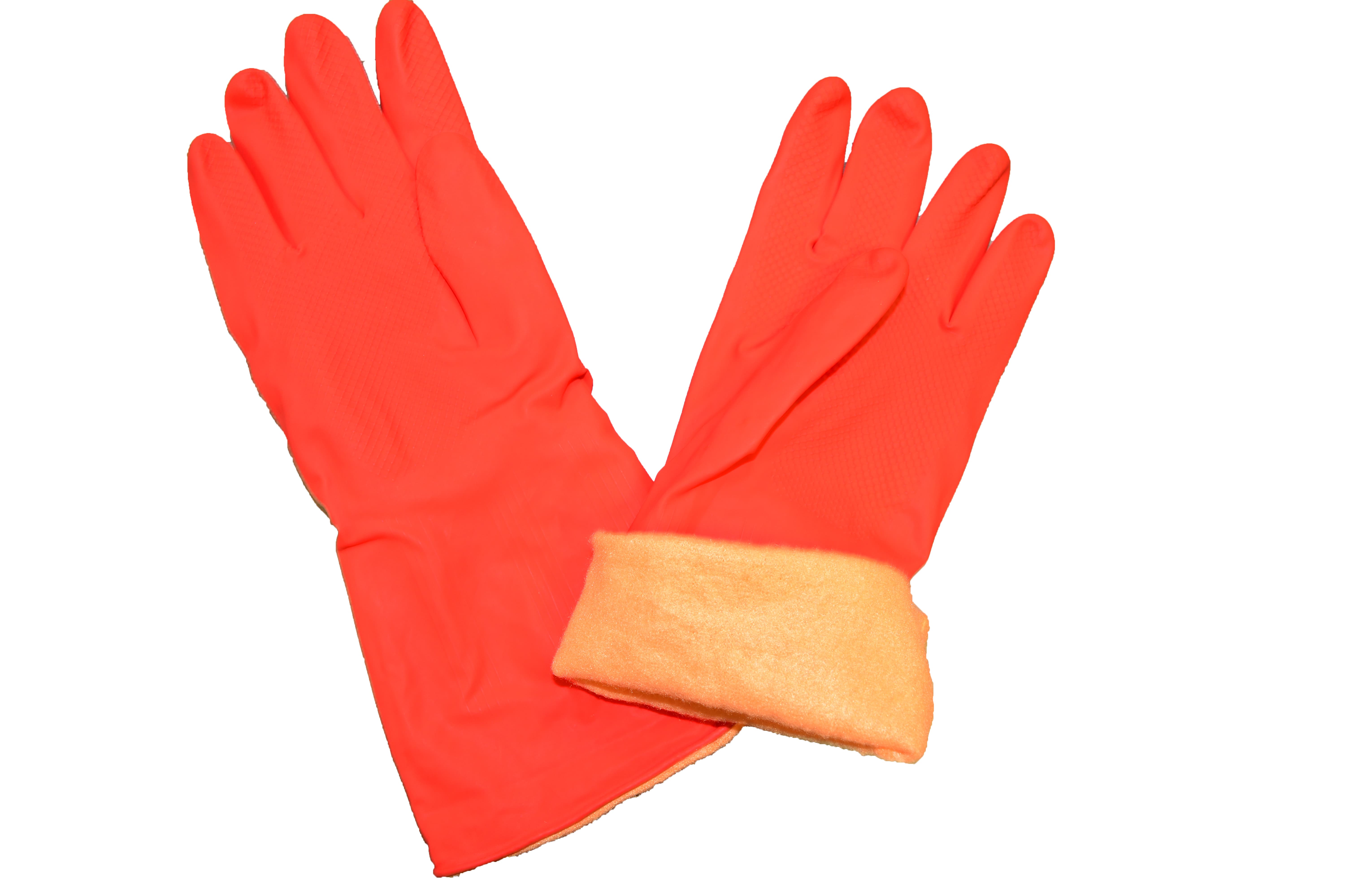 Перчатки резиновые Красные Теплые 1х10   /+