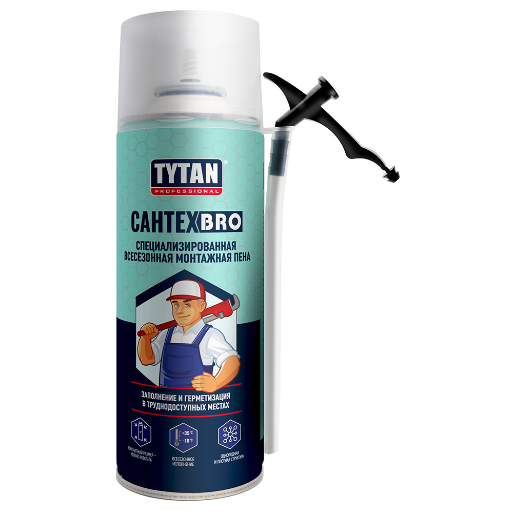 Пена TYTAN СантехBRO монтажная 500 мл (с трубкой) Всесезонная (1х12)  /*