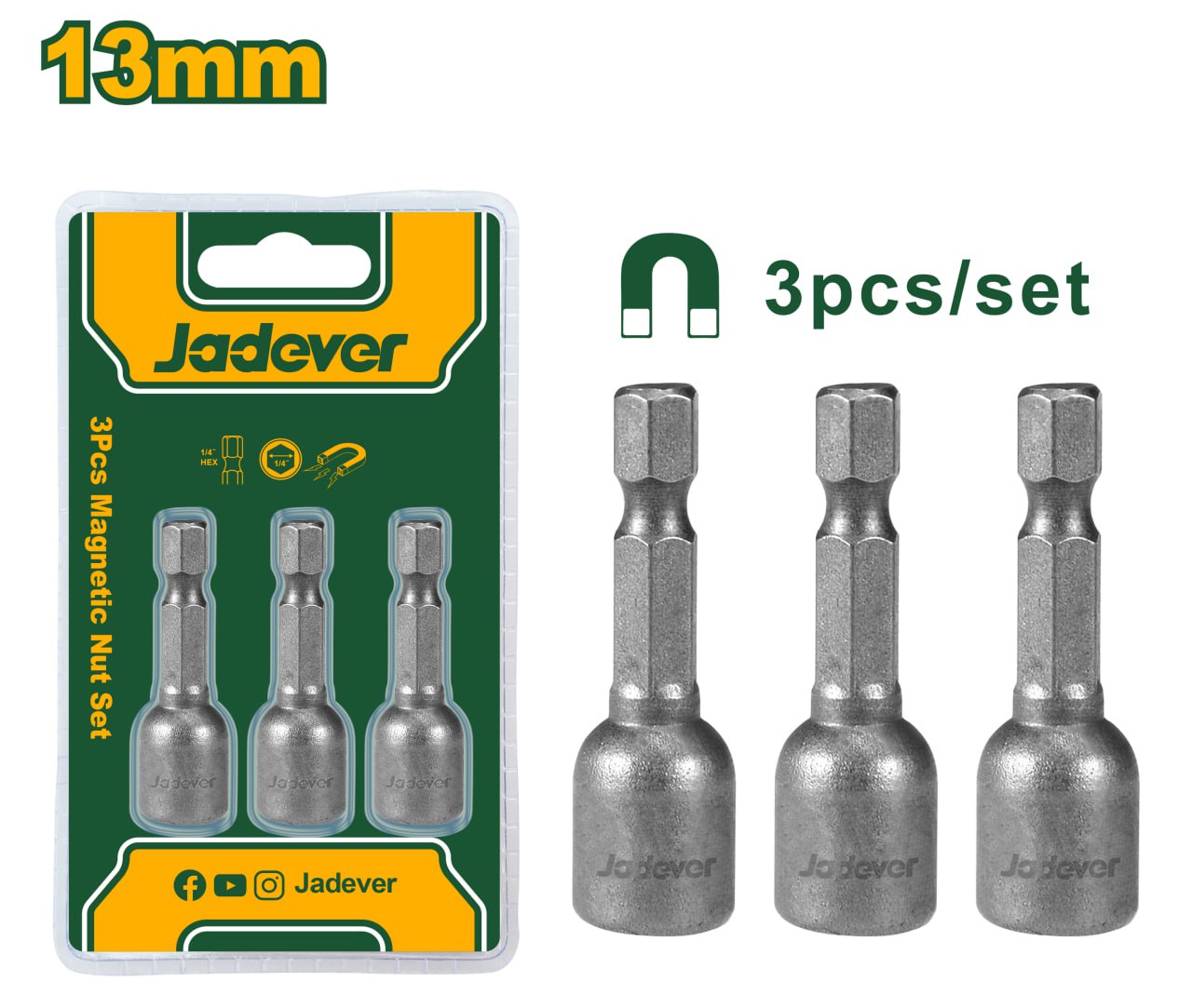 Биты Jadever Кровельные 13mm х 48mm 3pcs (1x100)   |*