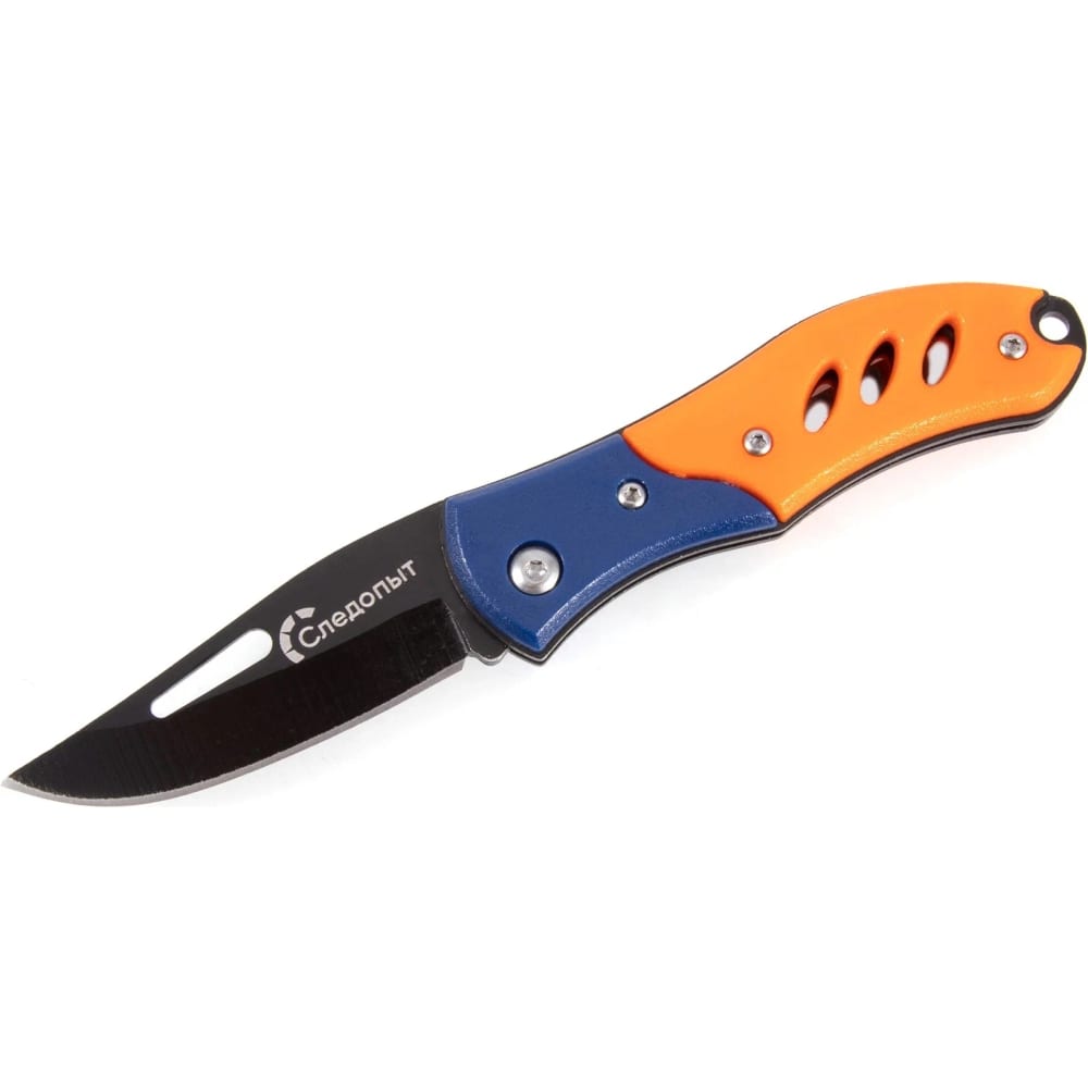 Нож Туристический "Следопыт" длина клинка 65мм, оранжево-синий |+