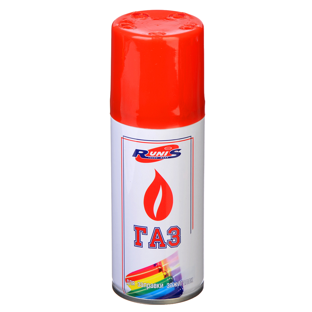 Газ для заправки зажигалок RUNIS метал. баллон 140мл. Белый 1x36 |+