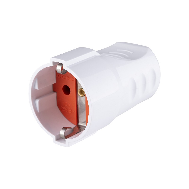 Розетка Белая с Красным с заземлением без крышки (Мама)  /+