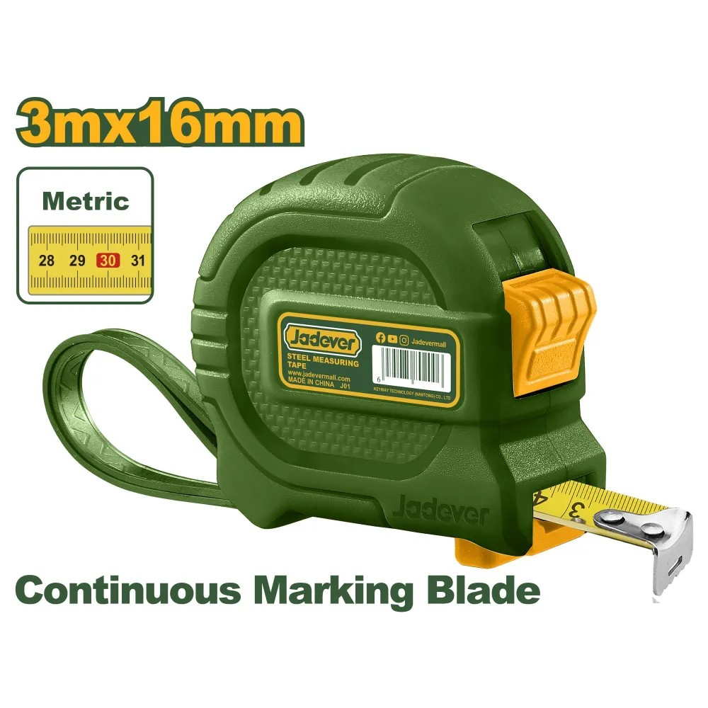 Рулетка Jadever 3m x 16mm (1х12)(1x60)  |*