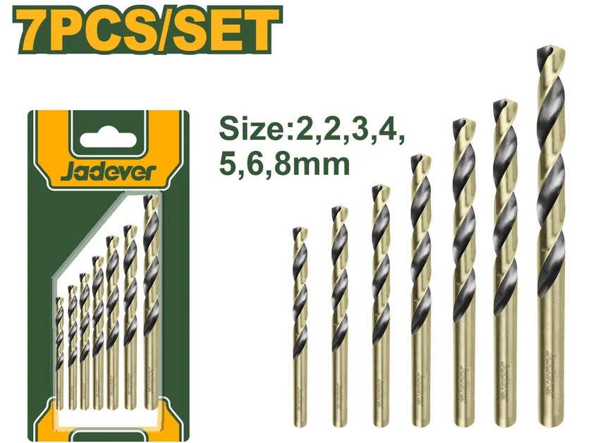 Набор сверл по Металлу Jadever 7pcs HSS (1x80)  |*
