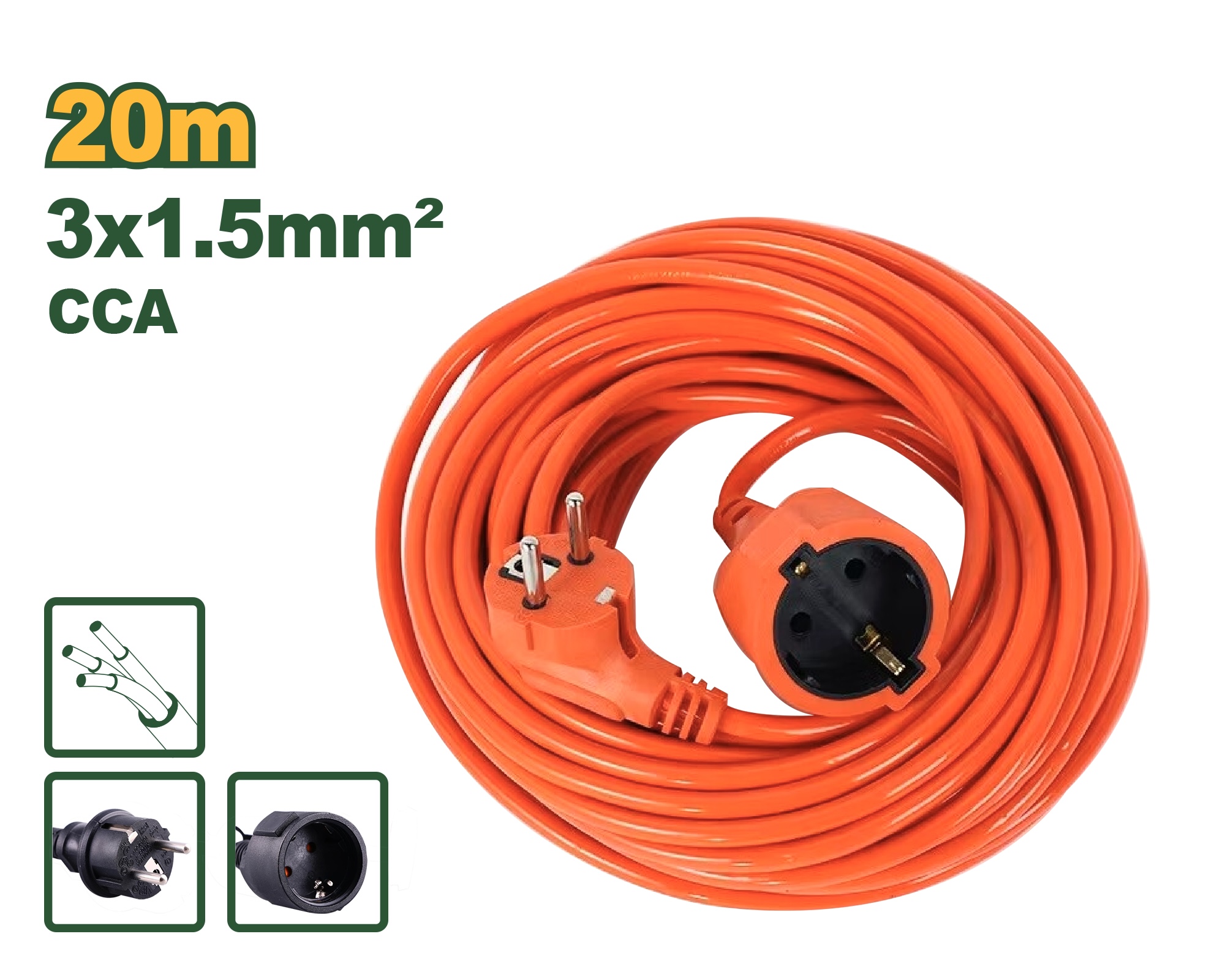 Удлинитель Jadever 20м 3х1,5мм   |*