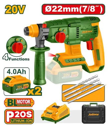 Перфоратор Аккумуляторный Jadever 20V Ф22 (4.0Ah) (1x4)   |*