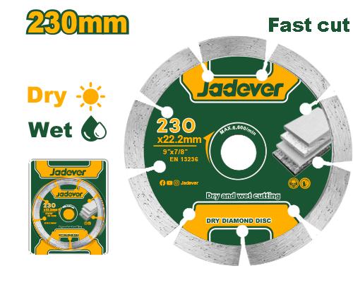 Круг Алмазный Jadever Сегментный 230мм Сухой рез  (1x20)   |*