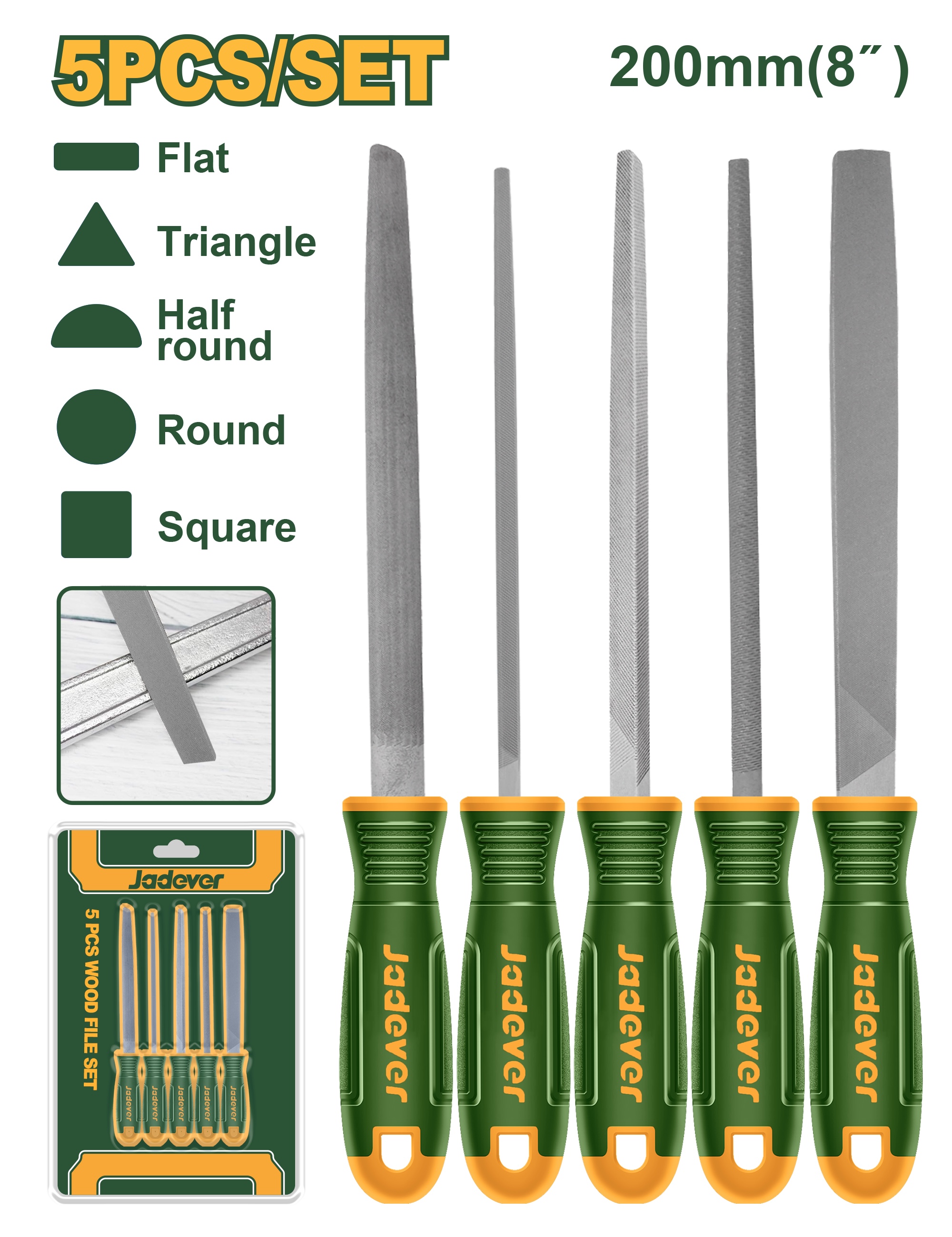 Набор напильников Jadever 200mm 5pcs