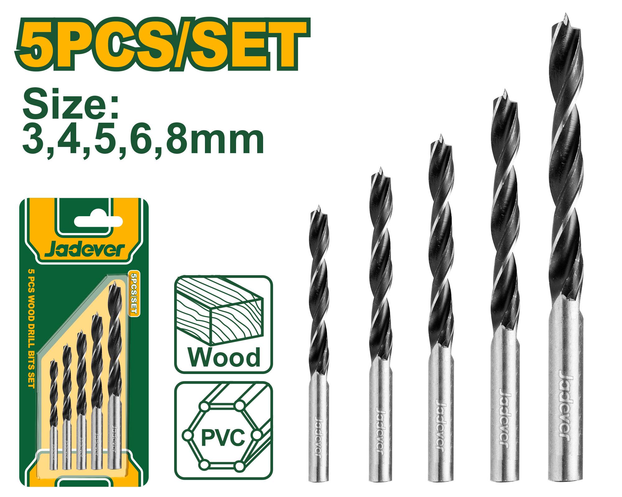 Набор сверл по Дереву Jadever 5pcs (1x80)  |*