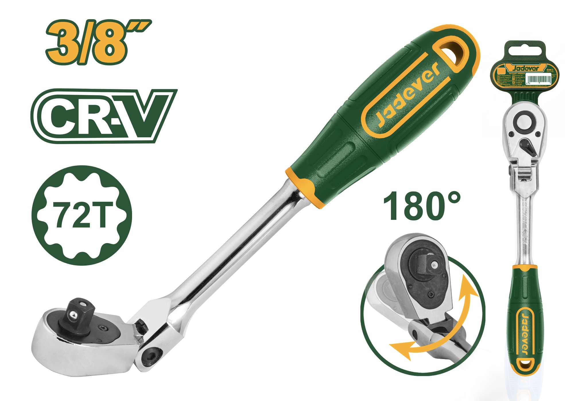 Трещетка Jadever Поворотная 3/8 250mm (1x40)  |*