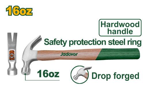Молоток Гвоздодер Jadever с Дер. ручкой 450гр (1x24)  |*