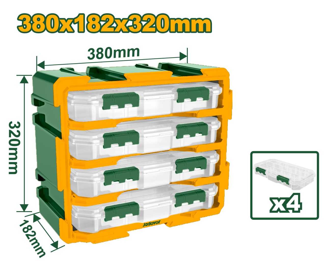 Органайзер модульный Jadever 380х182х320mm (1x4)  |*