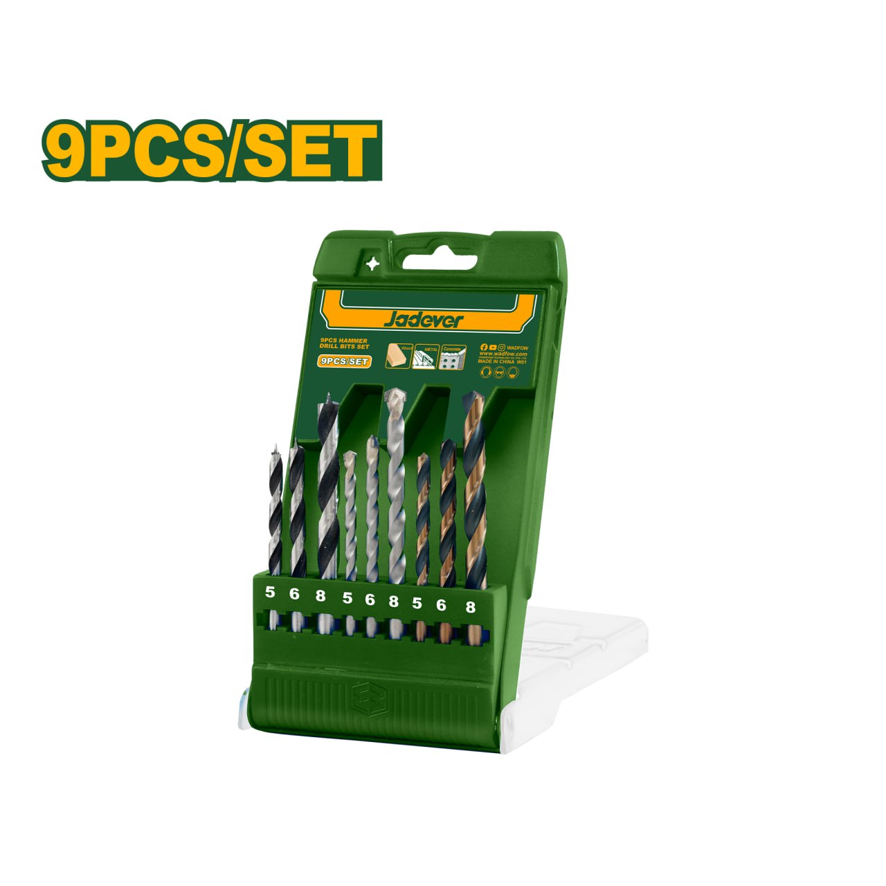 Набор комбинированных сверл Jadever 9pcs  (1x24)  |*