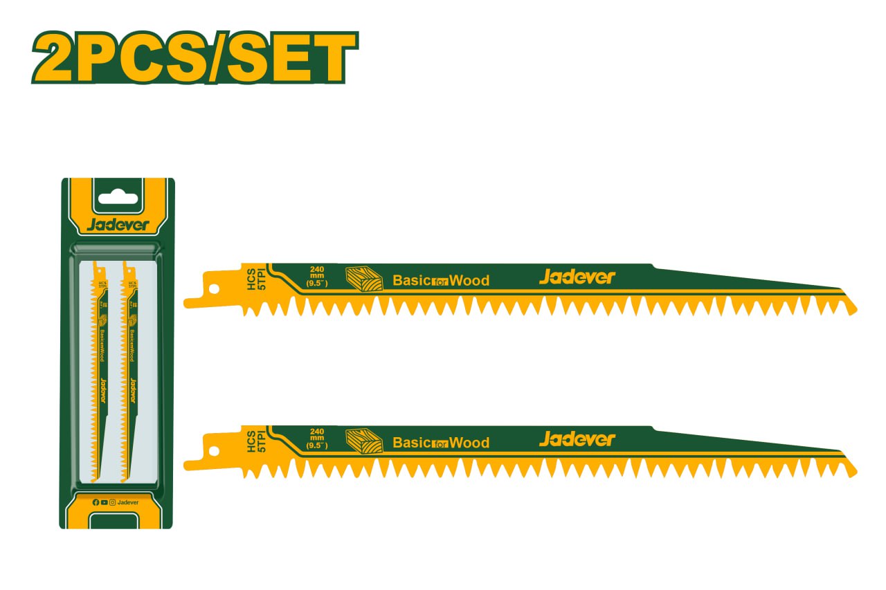 Пилки для сабельной Пилы Jadever по дереву 2pcs 240mm(9.5") (1x100)  |*