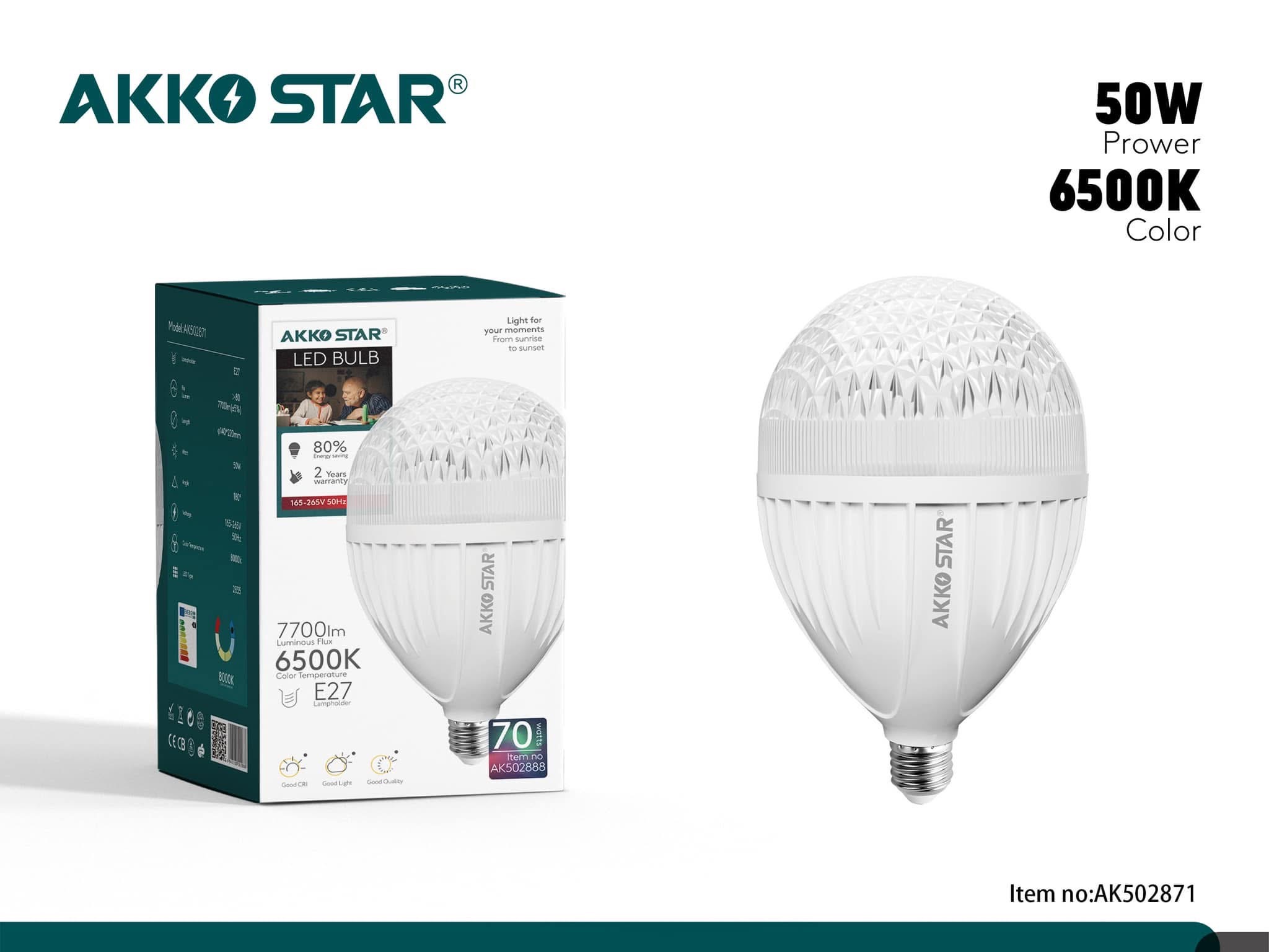 Лампа светодиодная AKKO STAR 50W E27 6500K (1x30)
