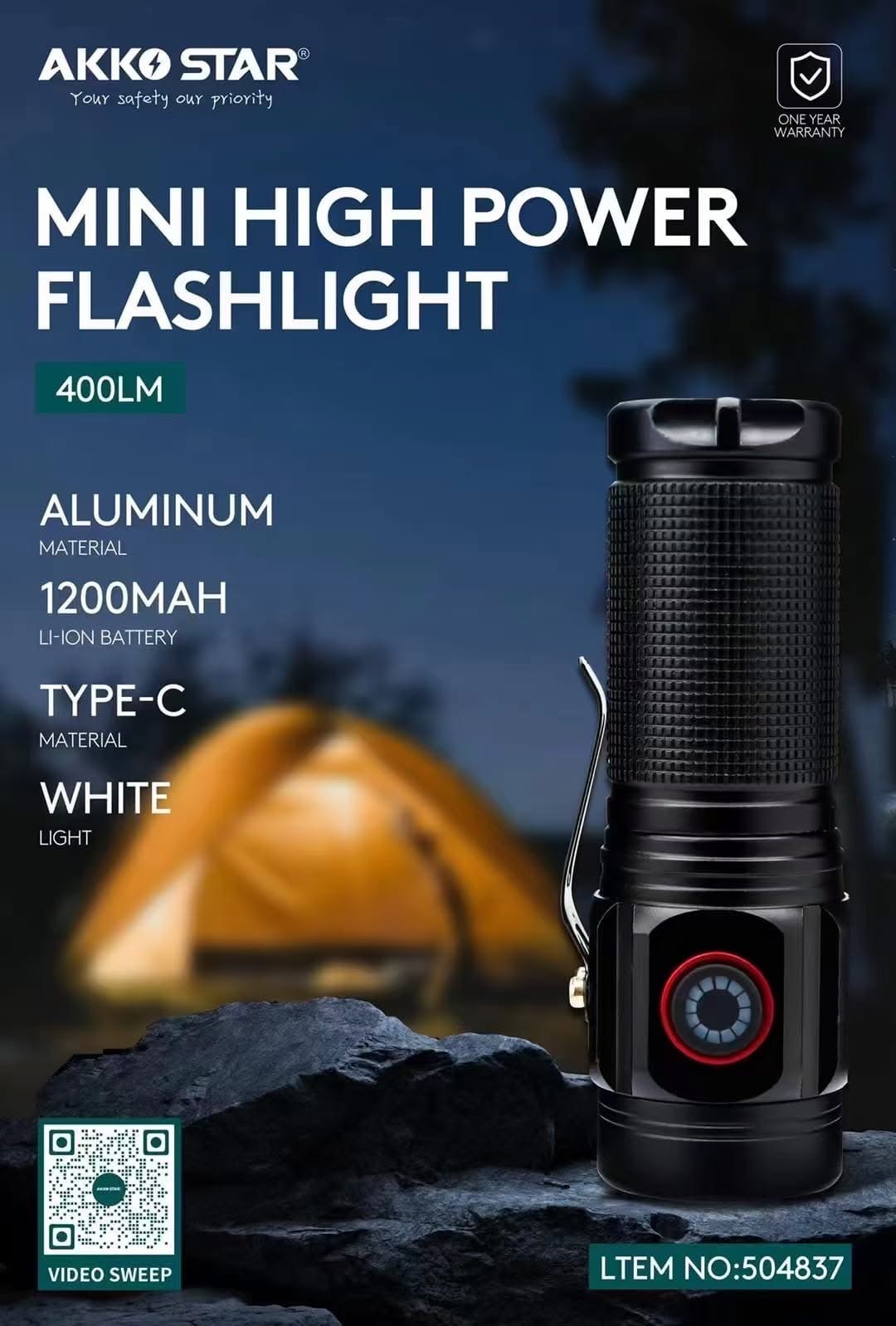 Фонарик AKKO STAR Черный 5W 400LM (1x120)