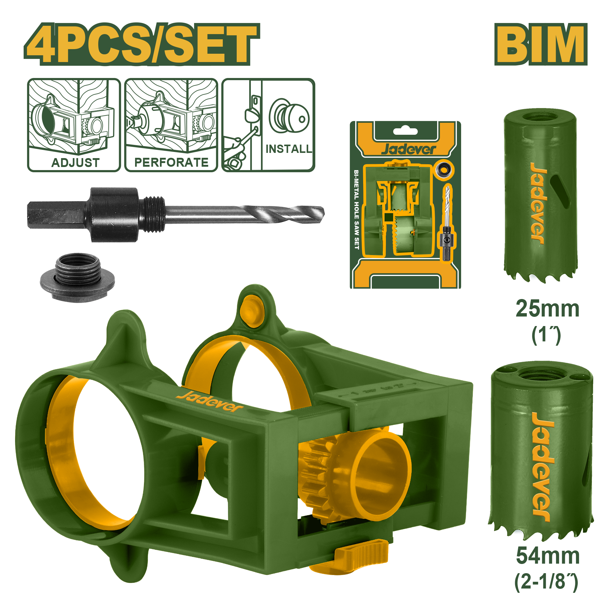Набор для установки Дверных замков Jadever 4pcs (1x20)