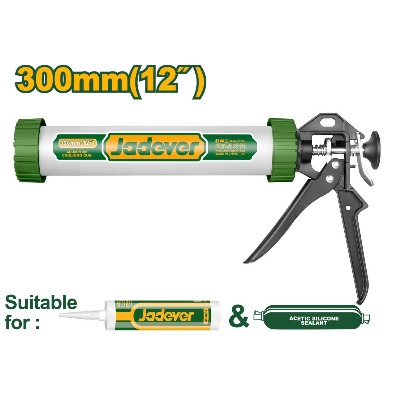 Пистолет для герметика Jadever Закрытый 300mm (1x16)  |*