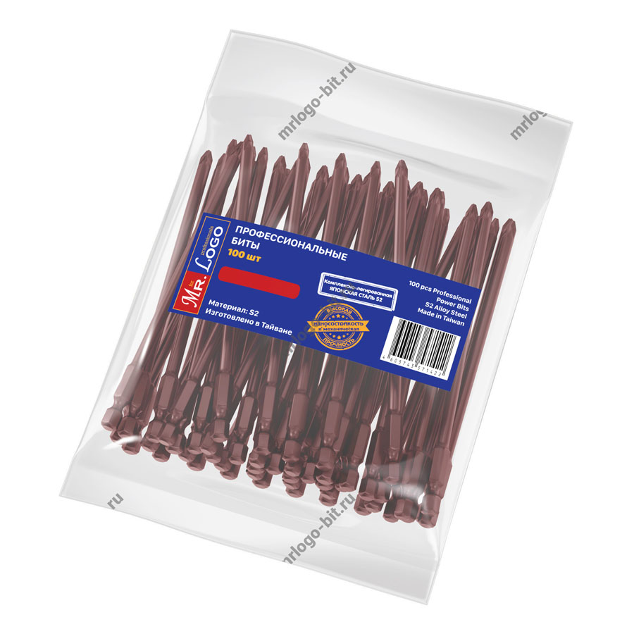 Биты Односторон.75мм Коричневые LOGO      /+