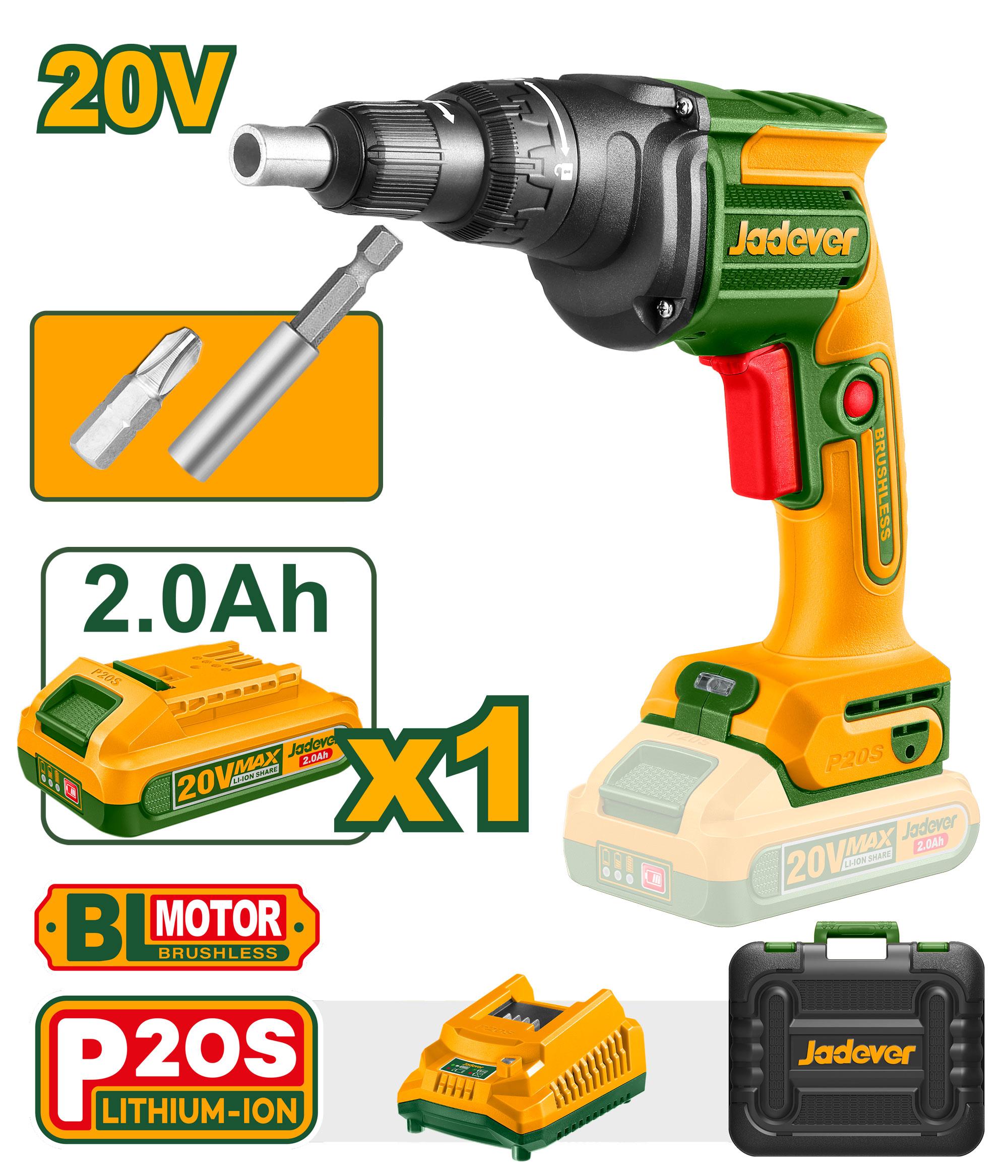 Аккумуляторный шуруповерт Jadever для гипсокартона Бесщеточный (1x4) |*