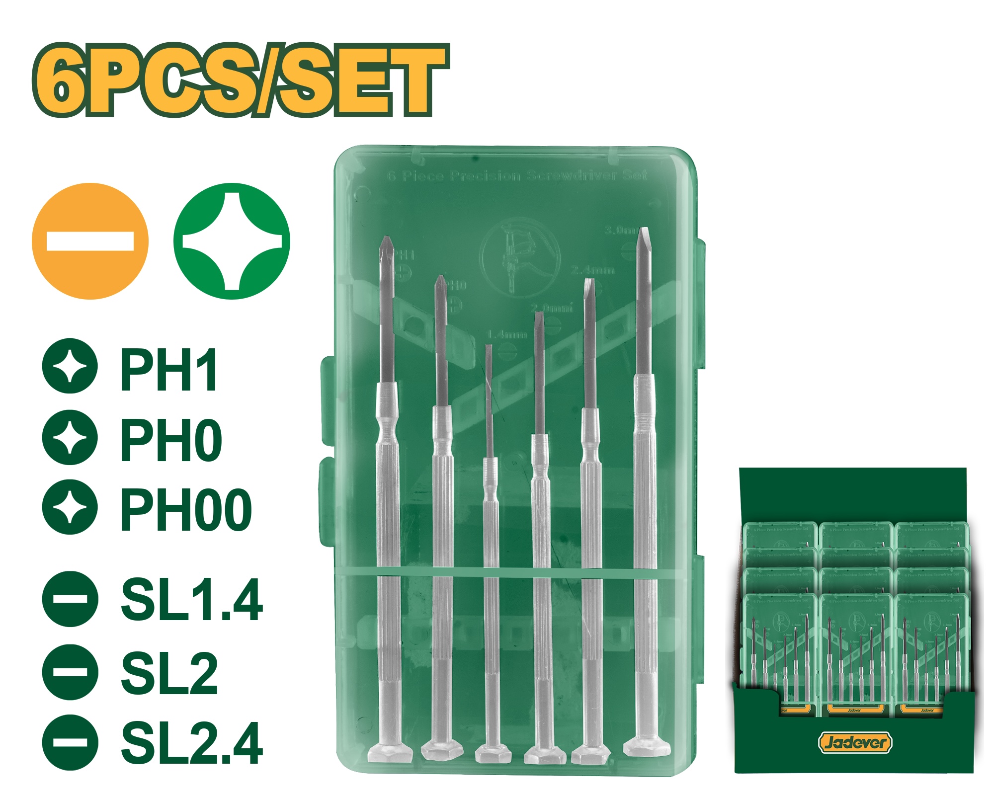 Набор прецизионных Отверток Jadever 6шт (1х192)
