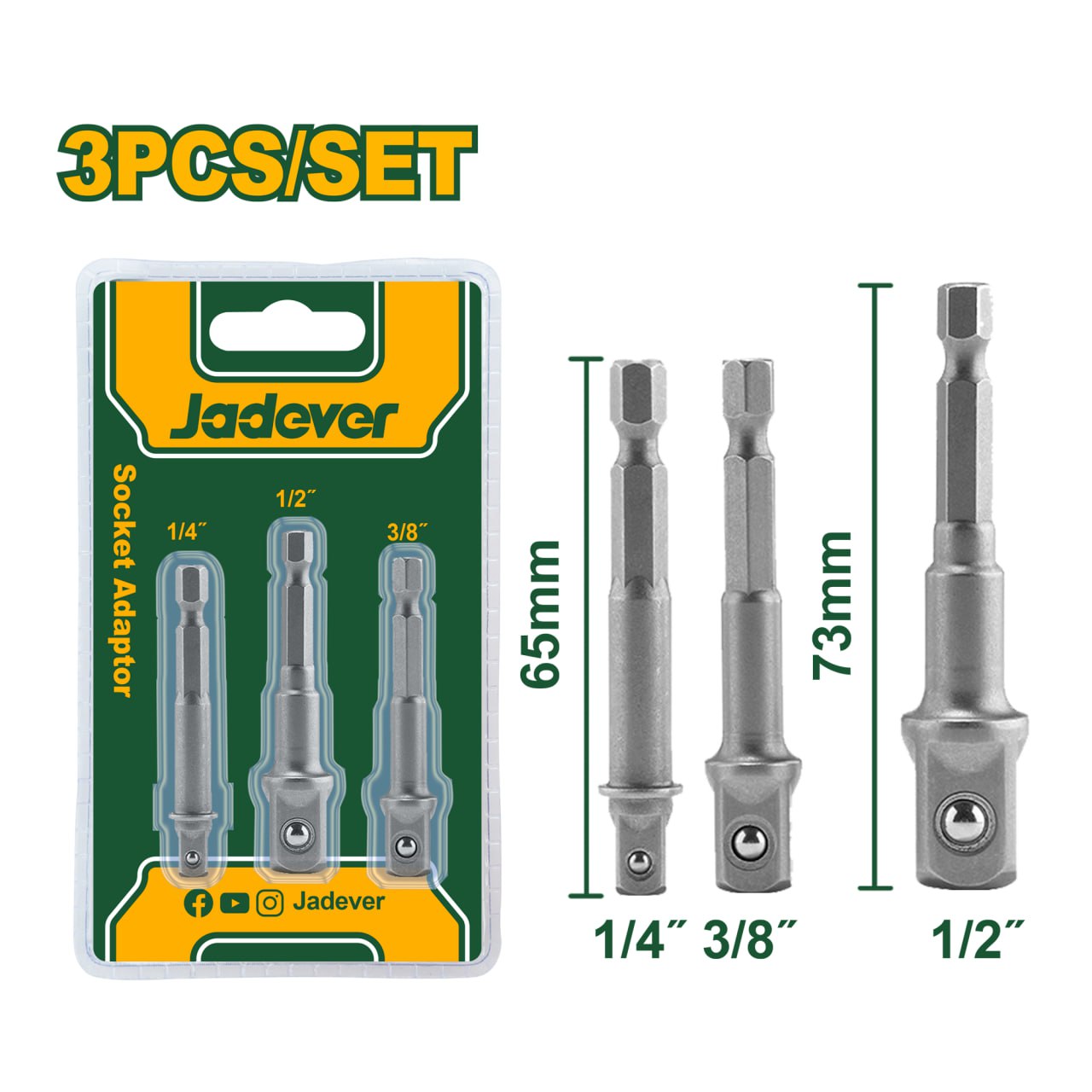 Адаптер головок Jadever 3pcs (1x100) |*